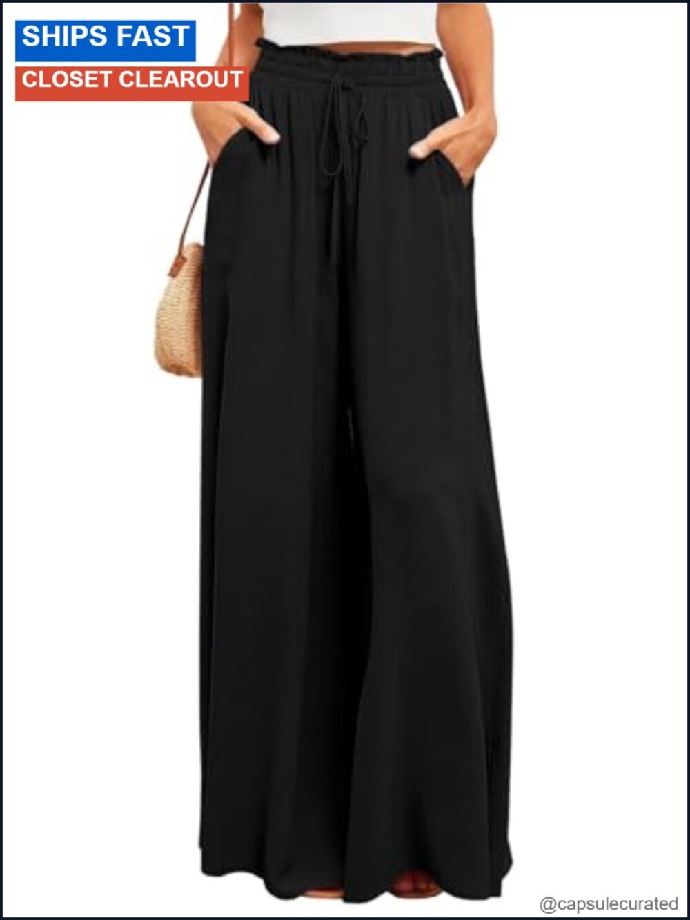Women's Wide Leg Palazzo Pants High Waisted Flowy Lounge Trousers with Pockets